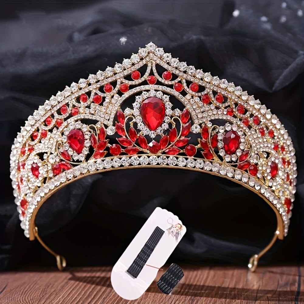 Tiara Crown - Full Headband for Women - European Style Sparkling Queen Wedding Headpiece - product detail view 6