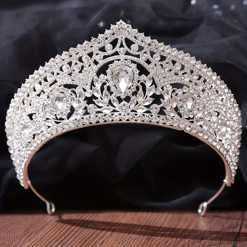 Tiara Crown - Full Headband for Women - European Style Sparkling Queen Wedding Headpiece - product detail view 9