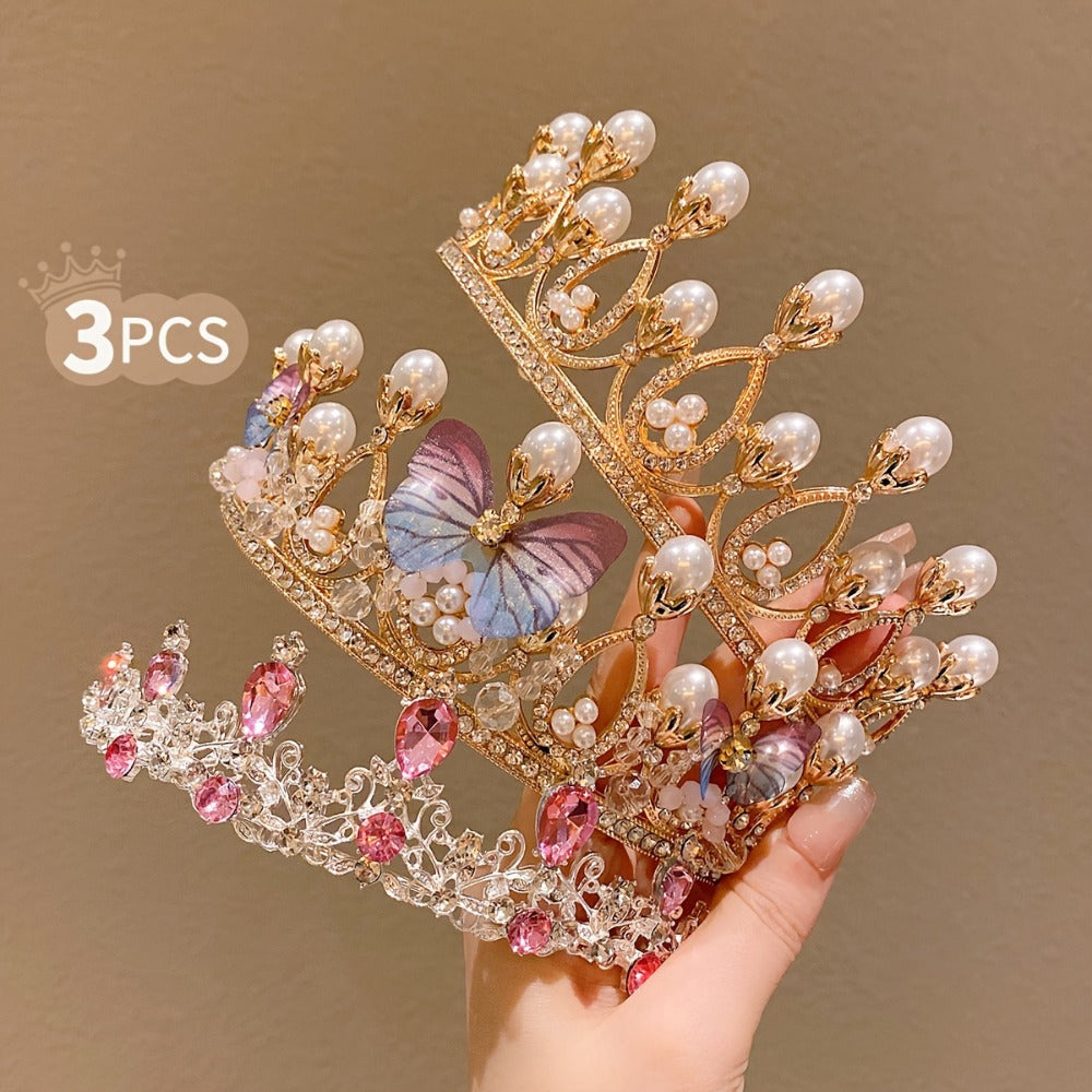 Tiara Crown - Headband Set 3pcs Rhinestone Crystal for Women Girls Wedding Prom Princess - product detail view 2