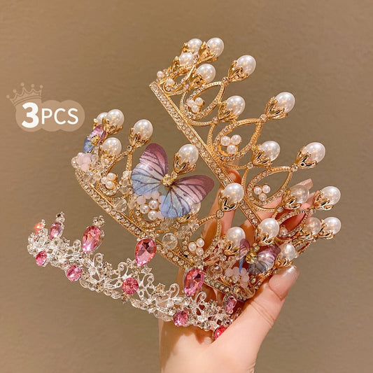 Tiara Crown - Headband Set 3pcs Rhinestone Crystal for Women Girls Wedding Prom Princess - product detail view 2