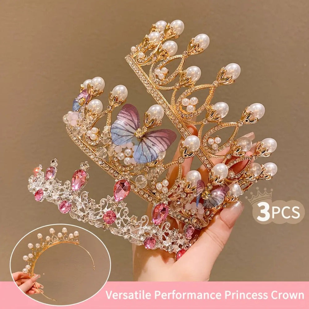 Tiara Crown - Headband Set 3pcs Rhinestone Crystal for Women Girls Wedding Prom Princess - product detail view 6