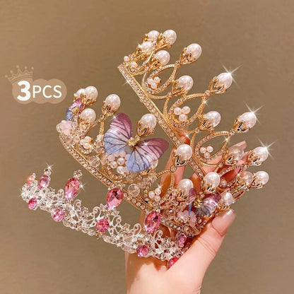 Tiara Crown - Headband Set 3pcs Rhinestone Crystal for Women Girls Wedding Prom Princess - product detail view 9