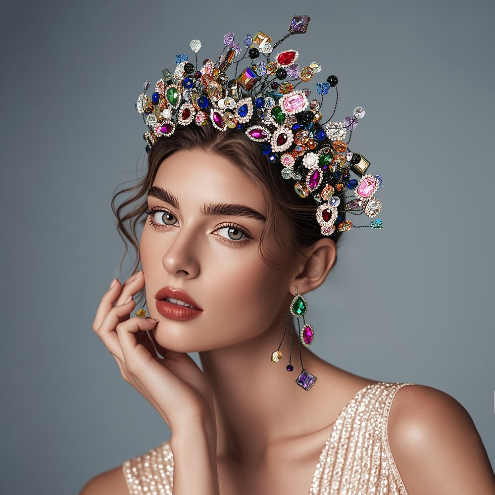 Tiara Crown - Rhinestone Headband - Vibrant Crystal Hair Accessory for Women - Sparkling - main product view