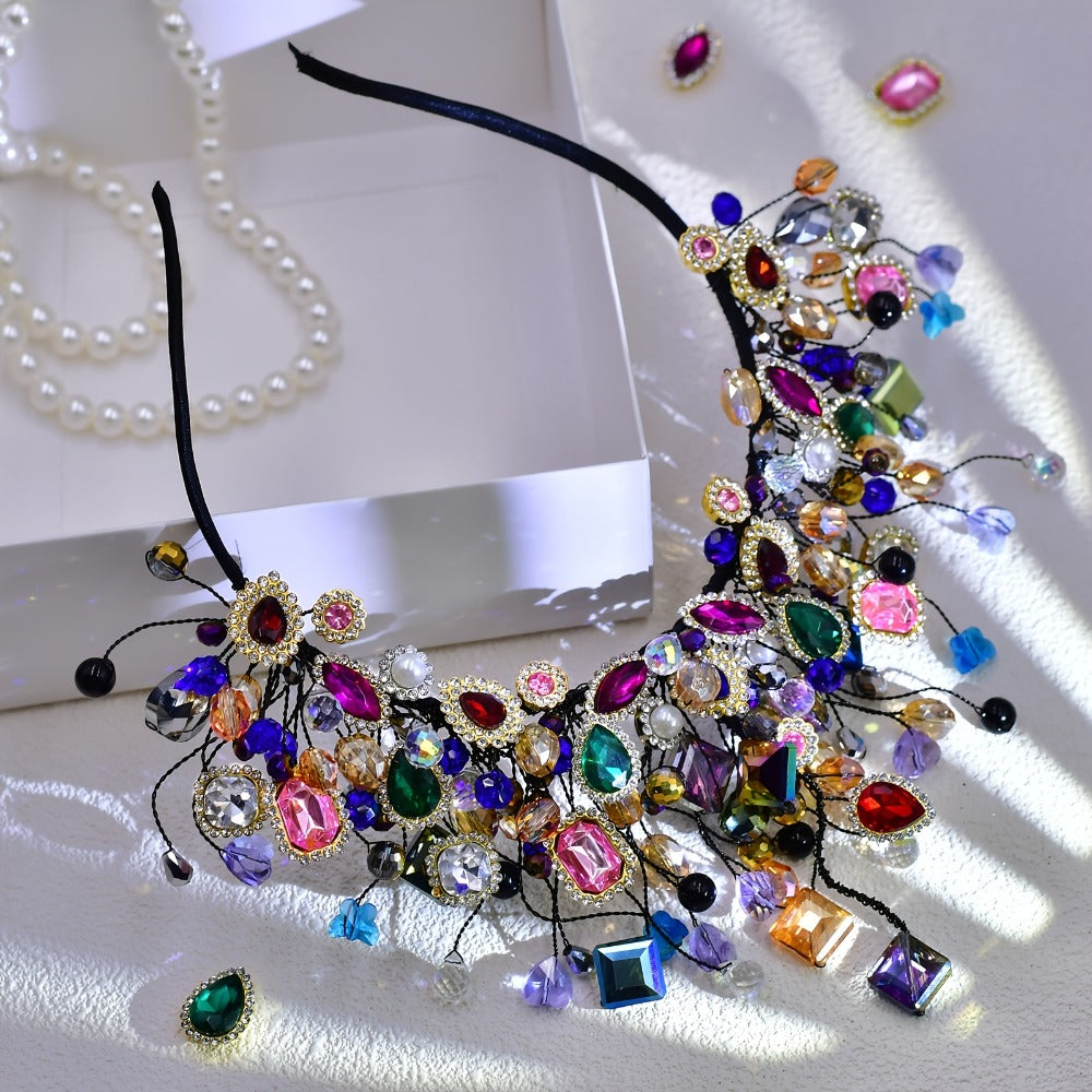 Tiara Crown - Rhinestone Headband - Vibrant Crystal Hair Accessory for Women - Sparkling - product detail view 7
