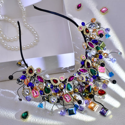 Tiara Crown - Rhinestone Headband - Vibrant Crystal Hair Accessory for Women - Sparkling - product detail view 7