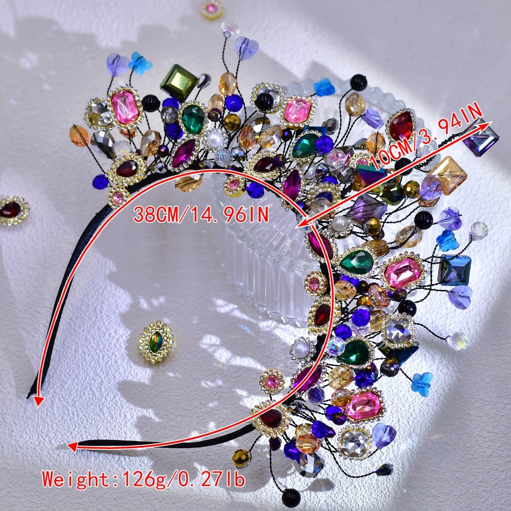 Tiara Crown - Rhinestone Headband - Vibrant Crystal Hair Accessory for Women - Sparkling - product detail view 8