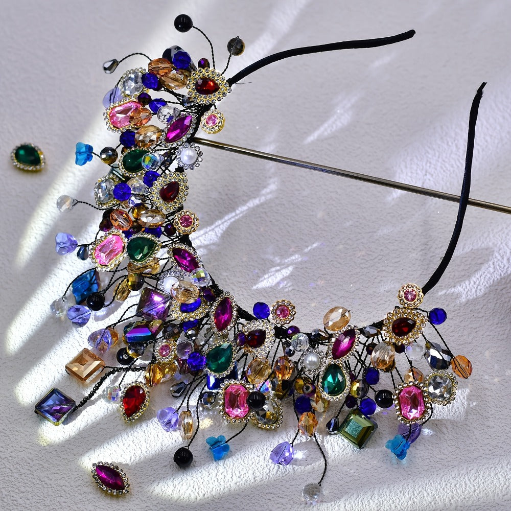 Tiara Crown - Rhinestone Headband - Vibrant Crystal Hair Accessory for Women - Sparkling - product detail view 9