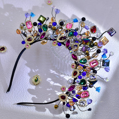 Tiara Crown - Rhinestone Headband - Vibrant Crystal Hair Accessory for Women - Sparkling - product detail view 10