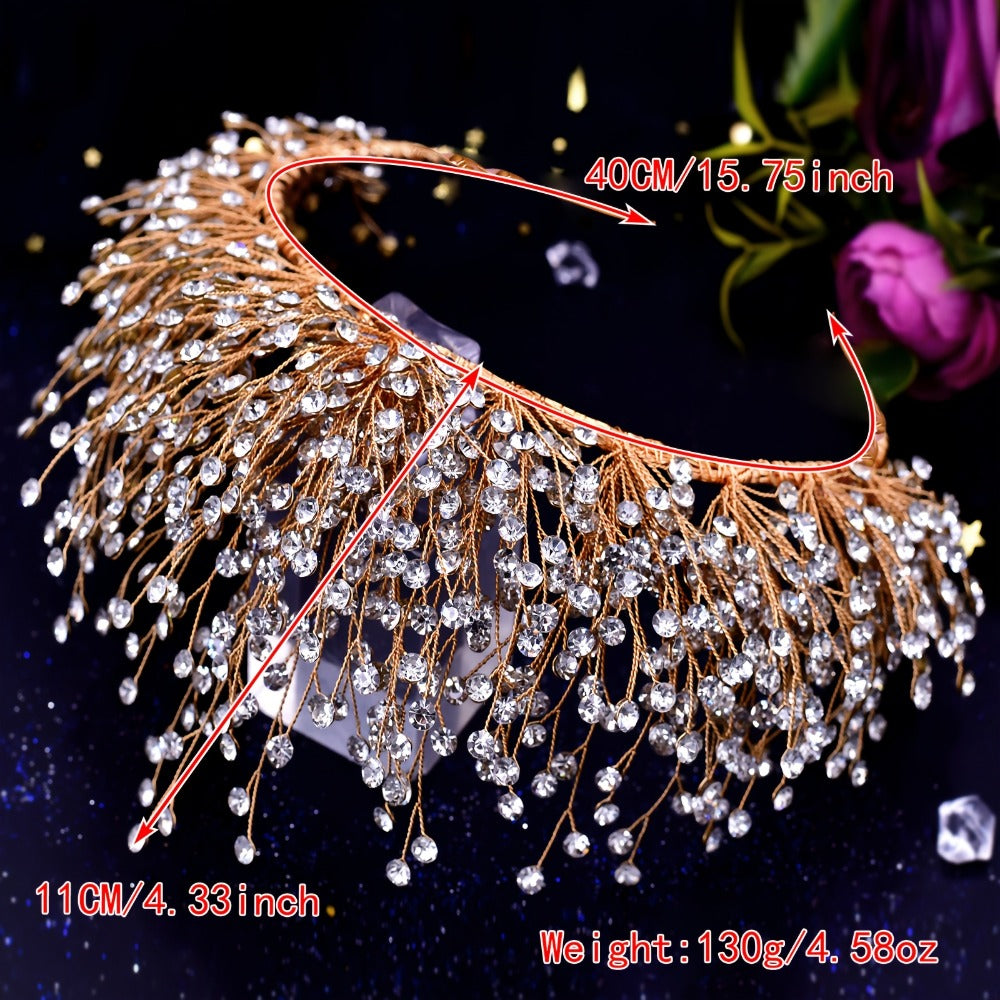 Tiara Crown - Wedding for Women AB Colorful Crystal Rhinestone Dazzling Fairy Bridal - product detail view 4