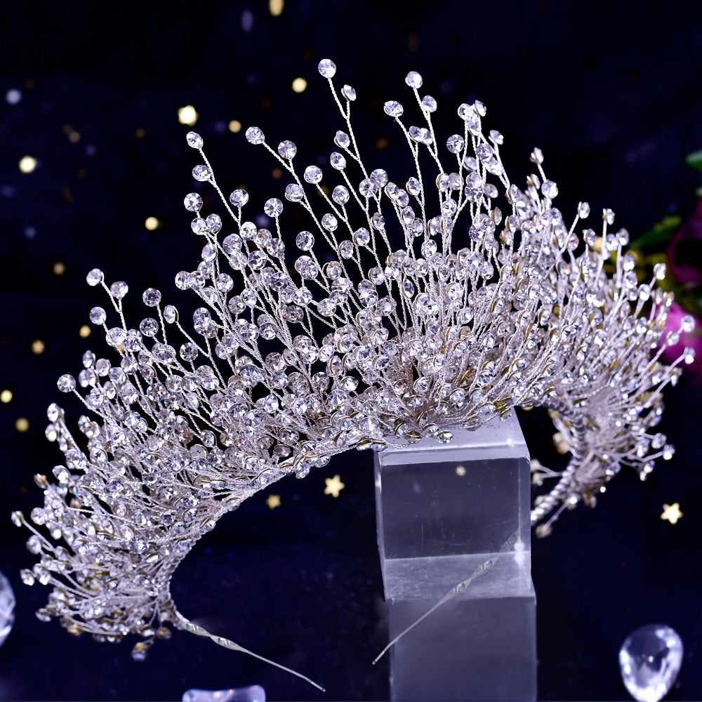 Tiara Crown - Wedding for Women AB Colorful Crystal Rhinestone Dazzling Fairy Bridal - product detail view 5