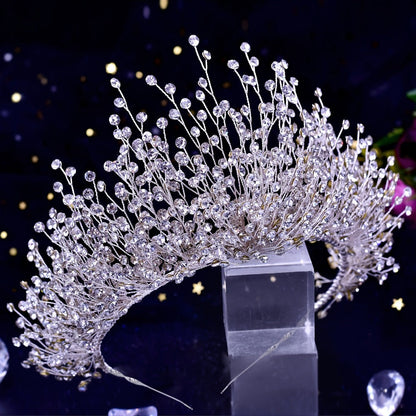 Tiara Crown - Wedding for Women AB Colorful Crystal Rhinestone Dazzling Fairy Bridal - product detail view 5