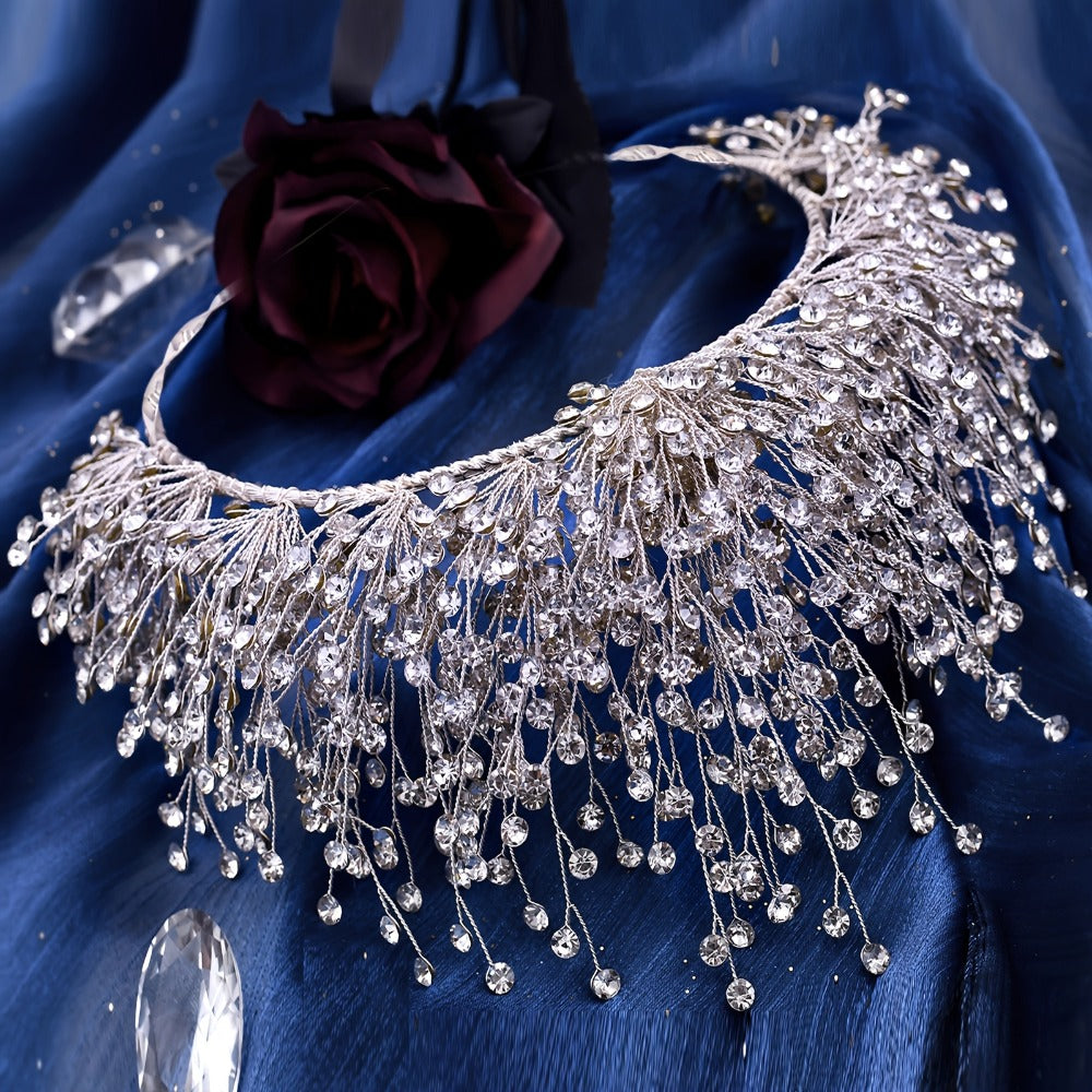 Tiara Crown - Wedding for Women AB Colorful Crystal Rhinestone Dazzling Fairy Bridal - product detail view 6