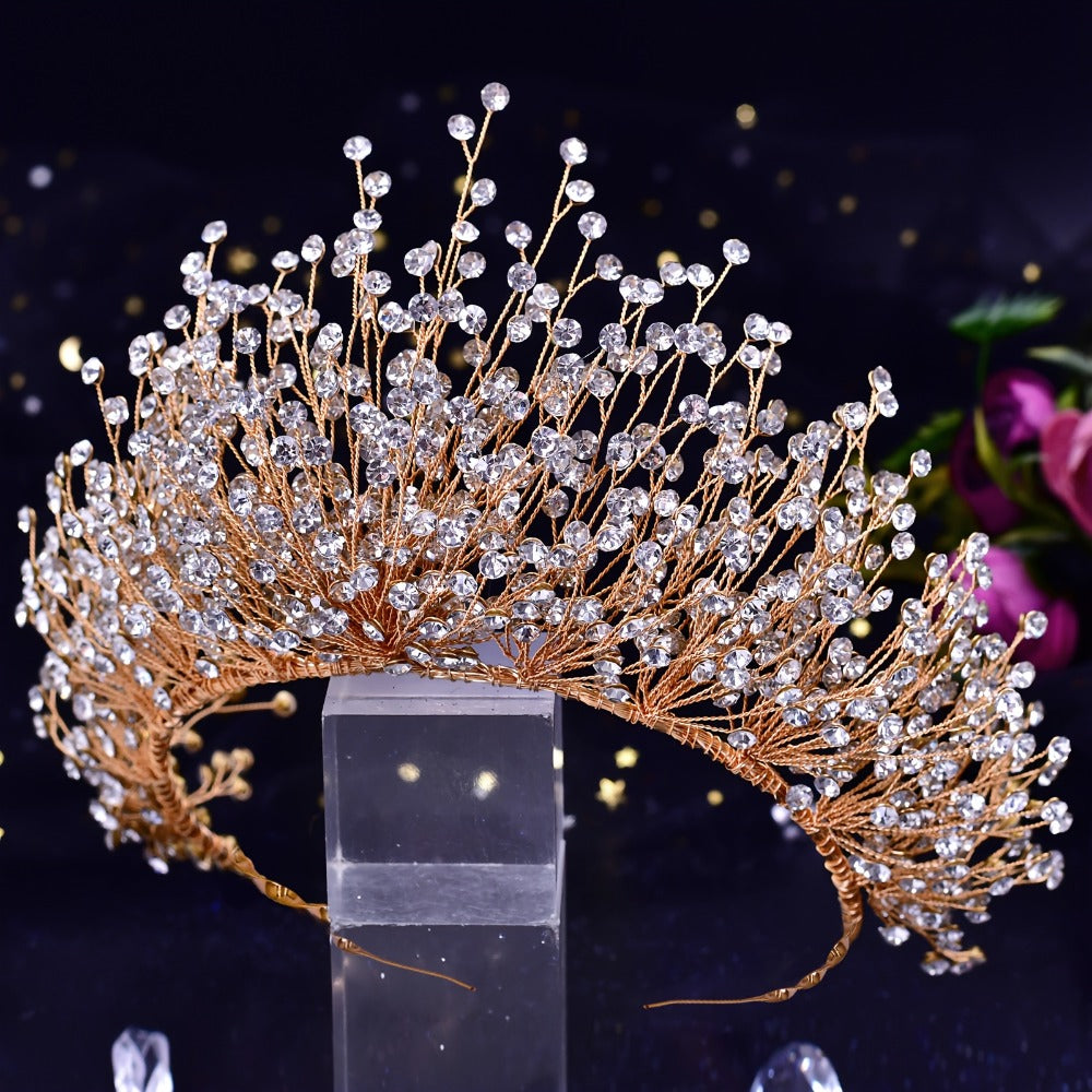 Tiara Crown - Wedding for Women AB Colorful Crystal Rhinestone Dazzling Fairy Bridal - product detail view 7