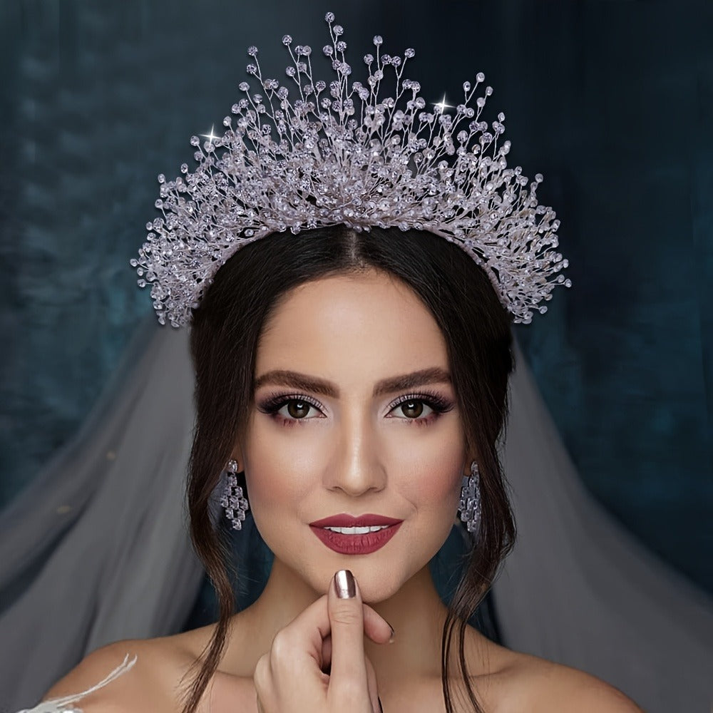 Tiara Crown - Wedding for Women AB Colorful Crystal Rhinestone Dazzling Fairy Bridal - product detail view 9