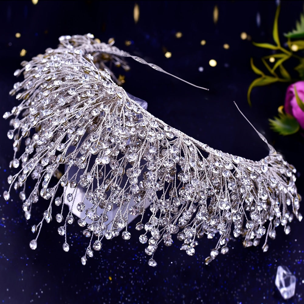 Tiara Crown - Wedding for Women AB Colorful Crystal Rhinestone Dazzling Fairy Bridal - product detail view 11