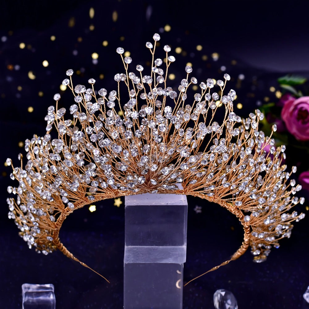 Tiara Crown - Wedding for Women AB Colorful Crystal Rhinestone Dazzling Fairy Bridal - product detail view 12