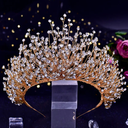 Tiara Crown - Wedding for Women AB Colorful Crystal Rhinestone Dazzling Fairy Bridal - product detail view 12