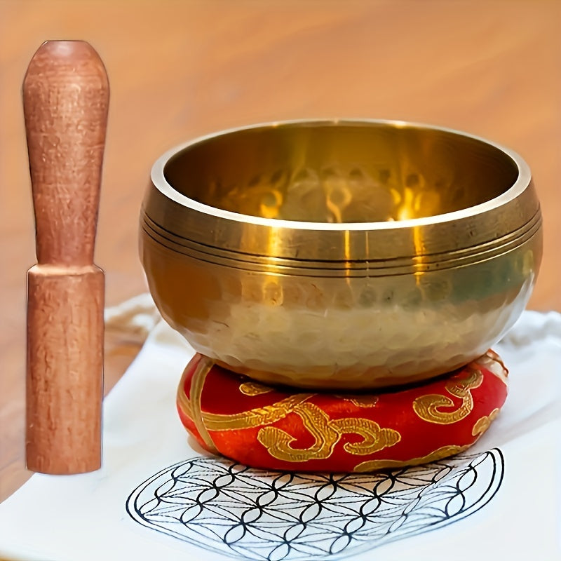 Tibetan Singing Bowl Set shown in the Bowl + stick + washer option