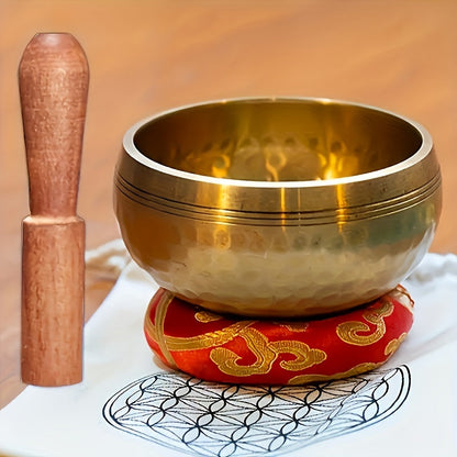 Tibetan Singing Bowl Set shown in the Bowl + stick + washer option