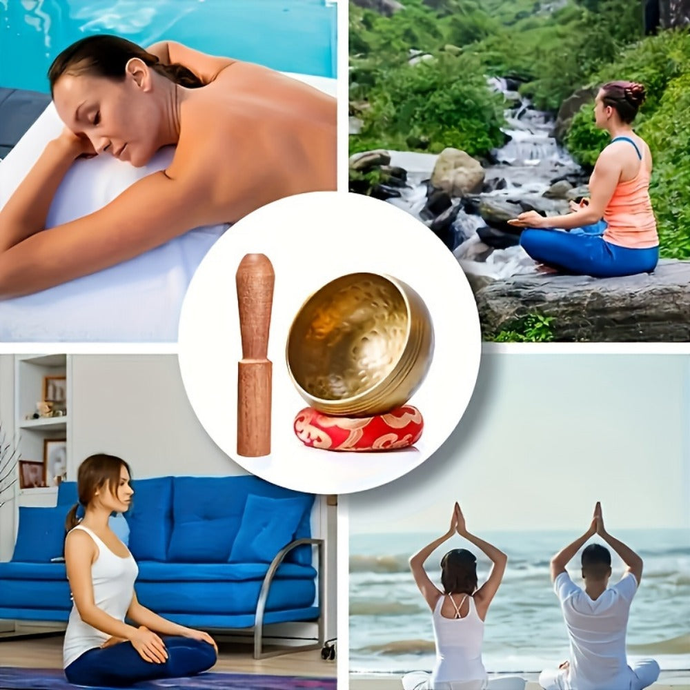 Tibetan Singing Bowl Set with Mallet and Washers for Meditation and Yoga detail image - detail view 6