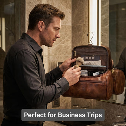 Travel Toiletry Bag – PU Leather, Large Capacity, Waterproof, for Travel & Everyday Use – detail view 4