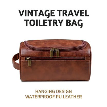 Travel Toiletry Bag – PU Leather, Large Capacity, Waterproof, for Travel & Everyday Use – front view