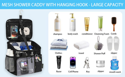 Travel Toiletry Bag – for Travel, Hanging Mesh Shower Caddy Handle – detail view 10