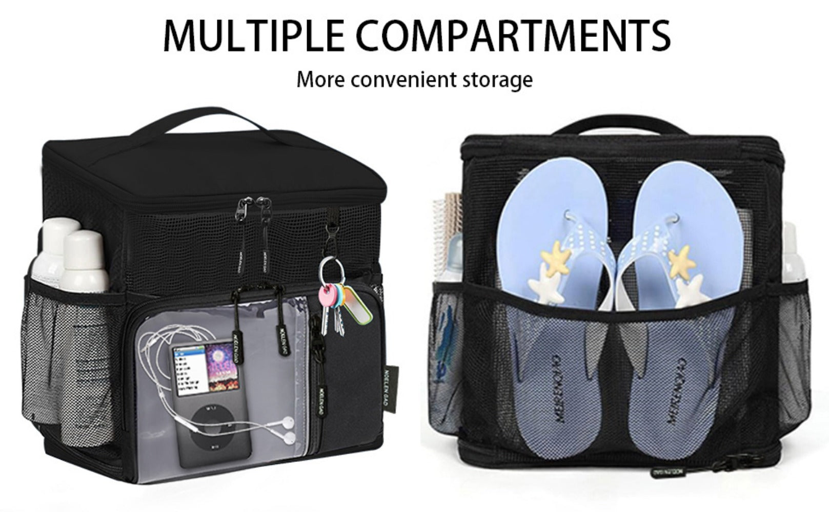 Travel Toiletry Bag – for Travel, Hanging Mesh Shower Caddy Handle – detail view 11