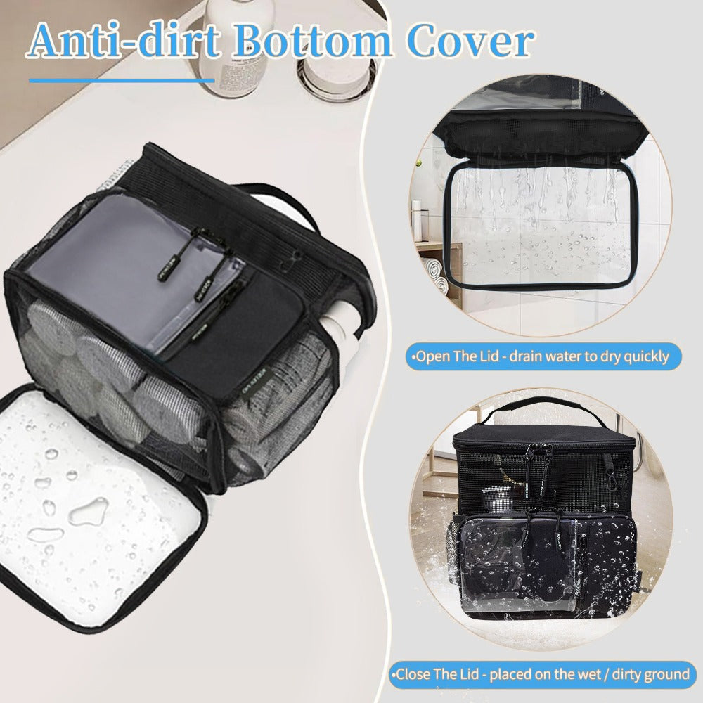 Travel Toiletry Bag – for Travel, Hanging Mesh Shower Caddy Handle – detail view 7