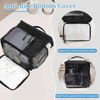Travel Toiletry Bag – for Travel, Hanging Mesh Shower Caddy Handle – detail view 7