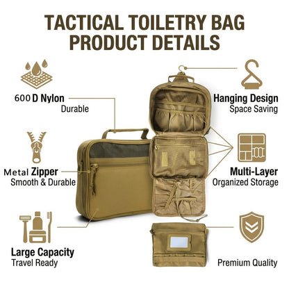 Travel Toiletry Bag – for Travel, Tactical Toiletry Hanging Dopp Kit – front view
