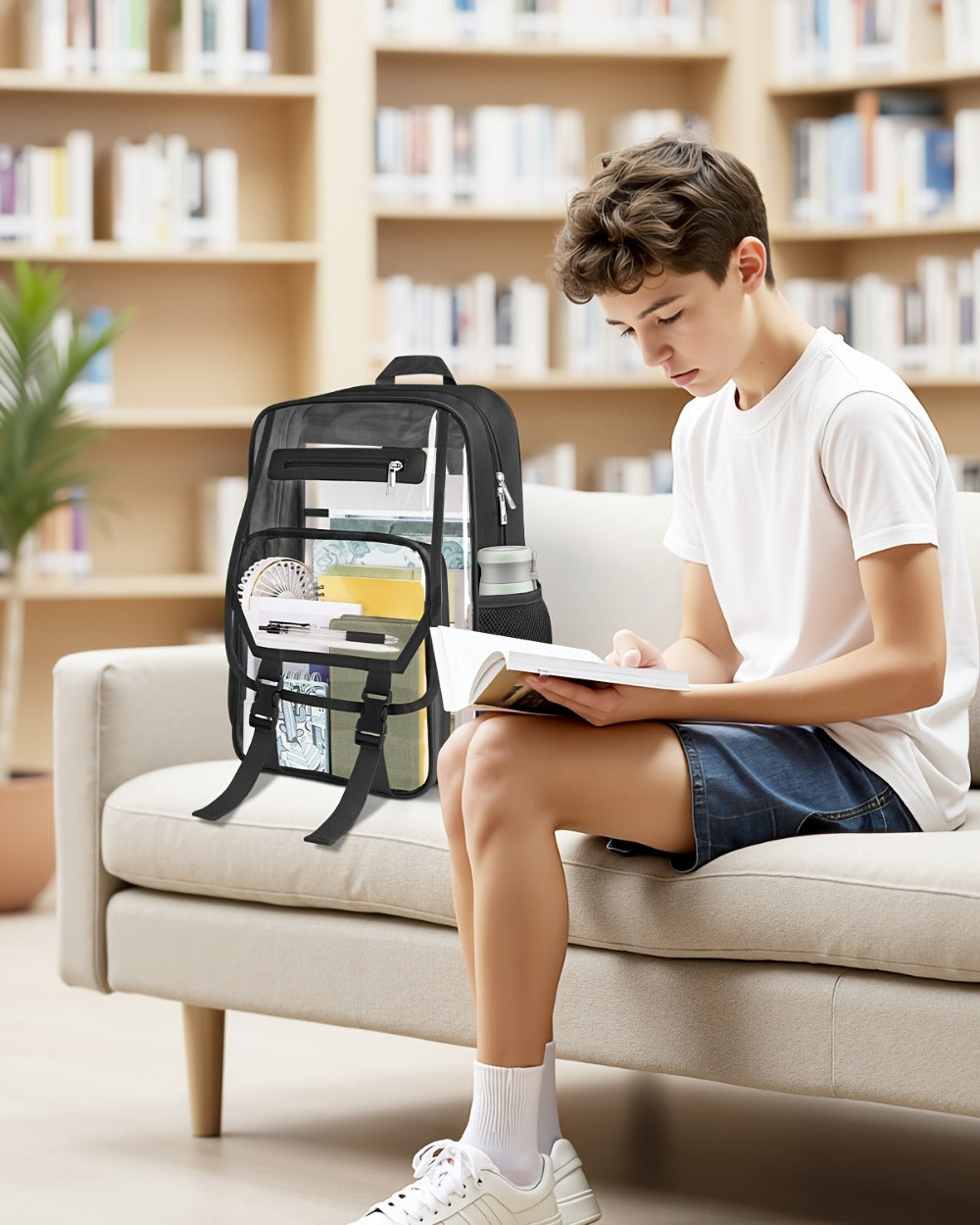 Travel Backpack – PVC, Clear, Transparent, Large Capacity – detail view 17