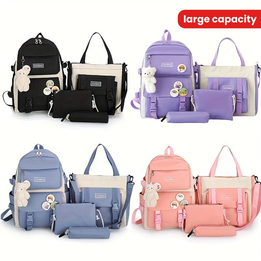 Travel Backpack – 4-Piece, Canvas, Large Capacity, for Travel & School – detail view 7