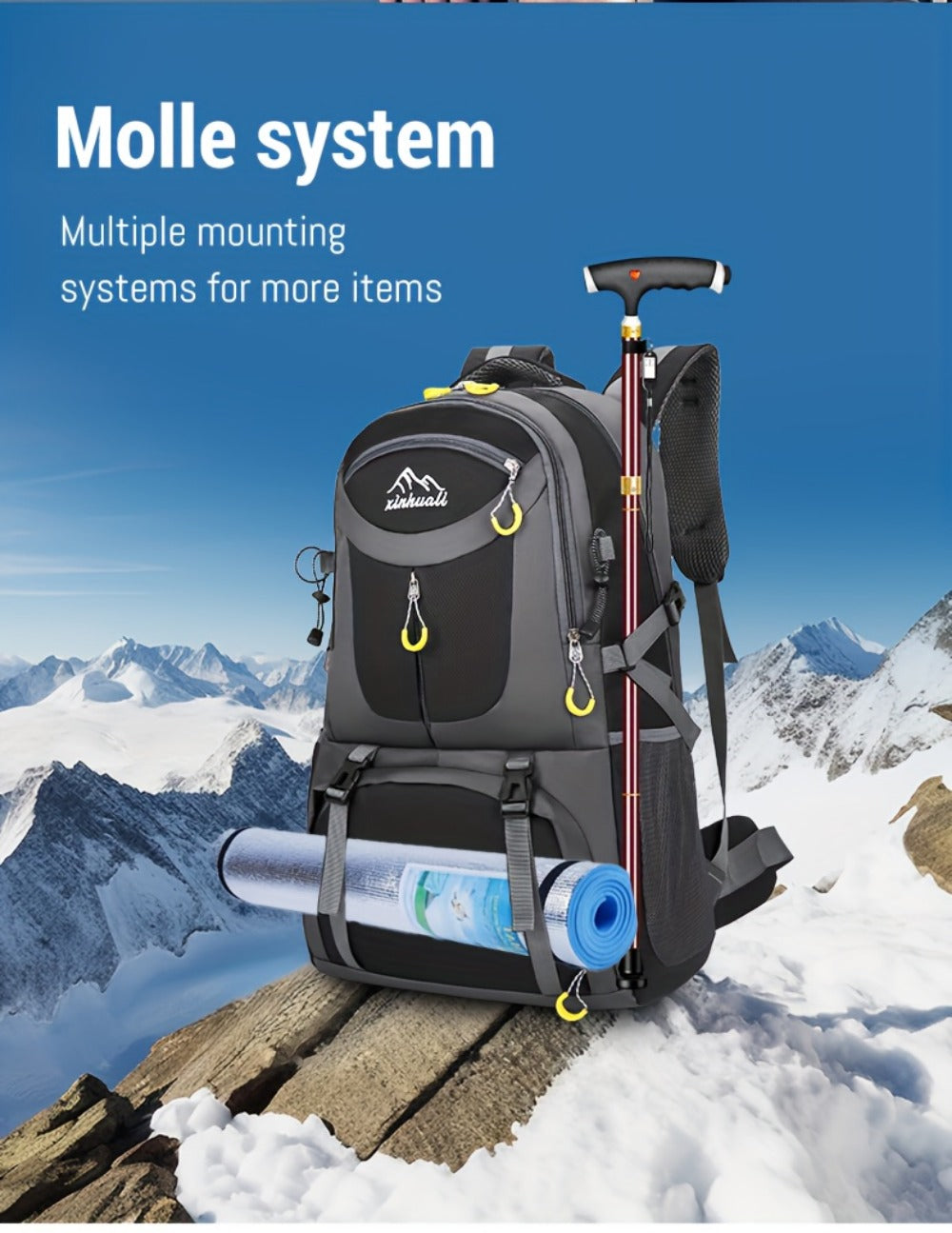 Travel Backpack – 60L, Large Capacity, Waterproof, for Travel & Work – detail view 21
