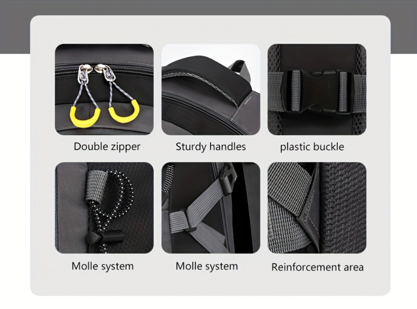 Travel Backpack – 60L, Large Capacity, Waterproof, for Travel & Work – detail view 28