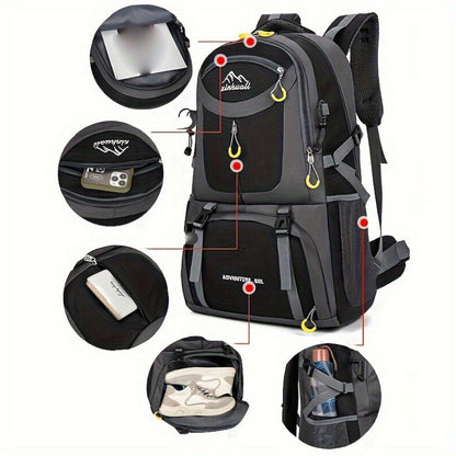 Travel Backpack – 60L, Large Capacity, Waterproof, for Travel & Work – front view