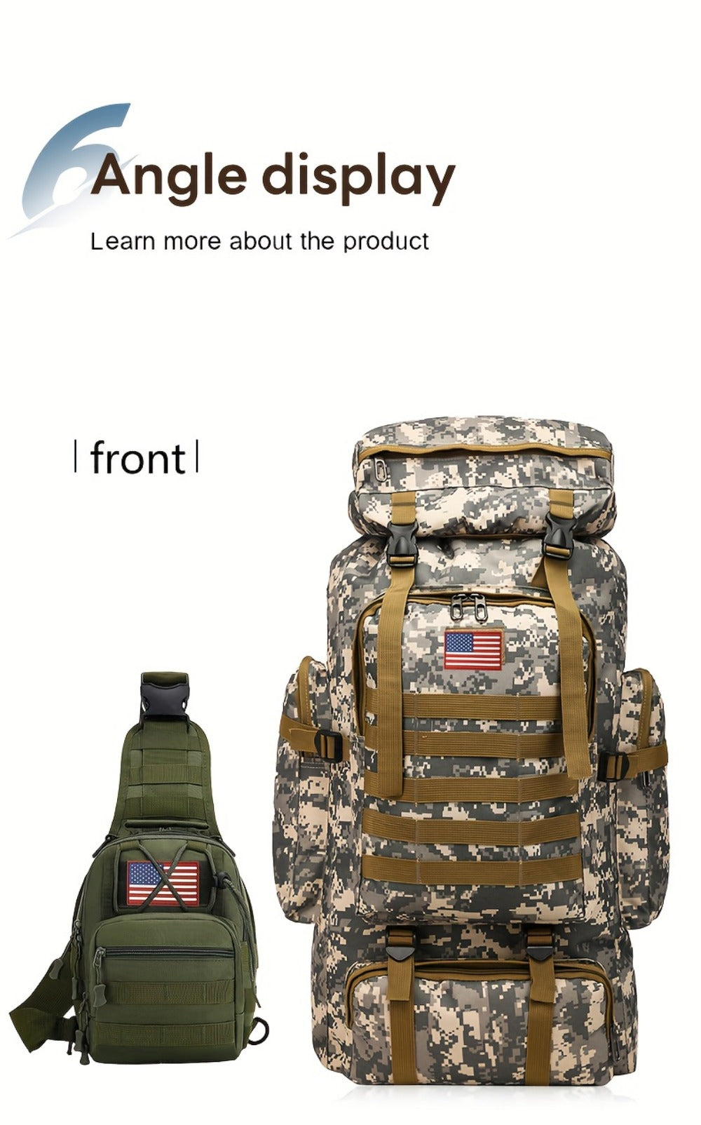 Travel Backpack – 80L, 80l Tactical Molle System Multi – detail view 38