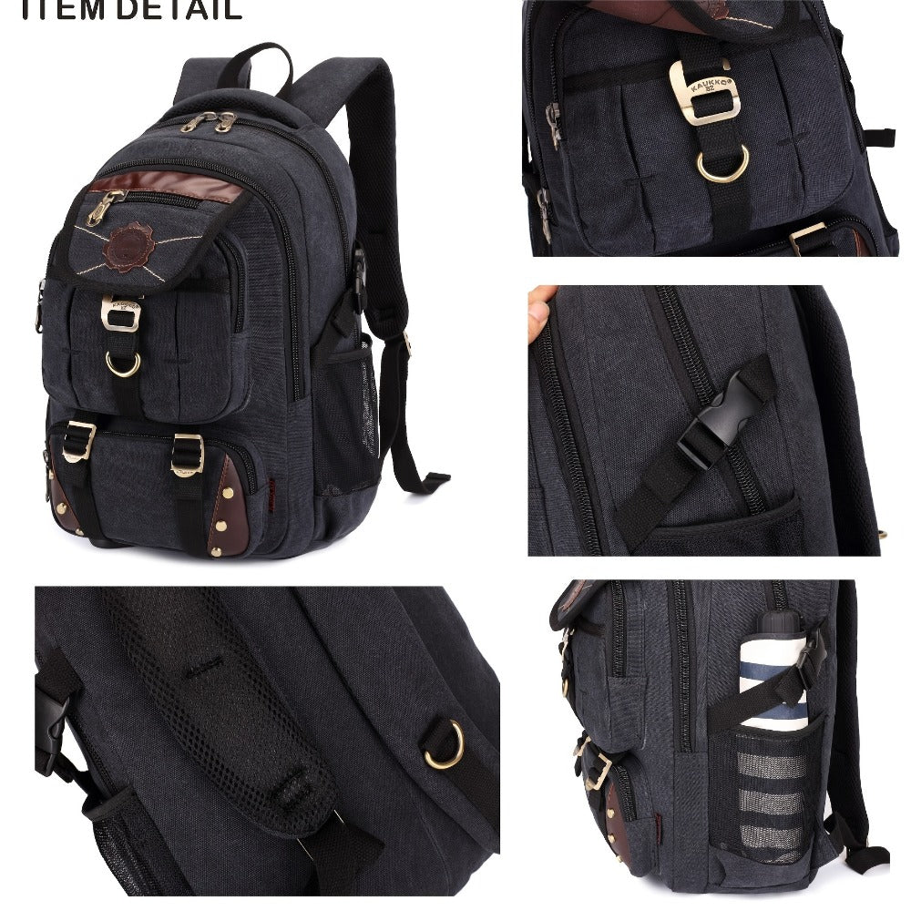 Travel Backpack – Canvas, Large Capacity, for Travel & School – detail view 11
