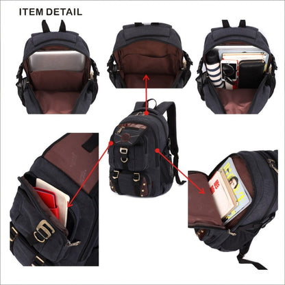 Travel Backpack – Canvas, Large Capacity, for Travel & School – detail view 12