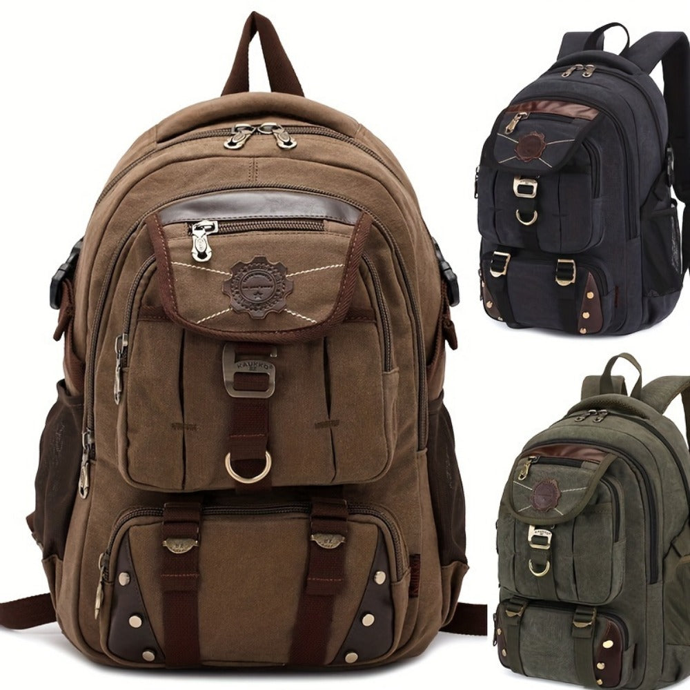 Travel Backpack – Canvas, Large Capacity, for Travel & School – front view