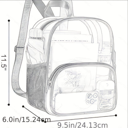 Travel Backpack – Clear, Transparent, Adjustable Strap, for Travel & Work – detail view 4