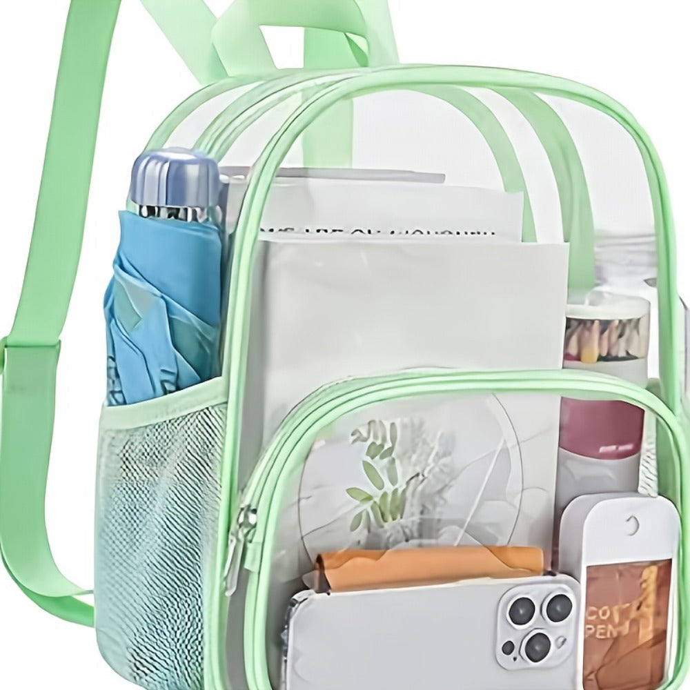 Travel Backpack – Clear, Transparent, Adjustable Strap, for Travel & Work – front view