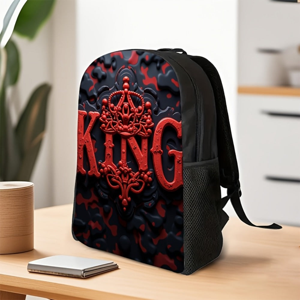 Travel Backpack – for Travel & School, King Print Red Black Color – detail view 2