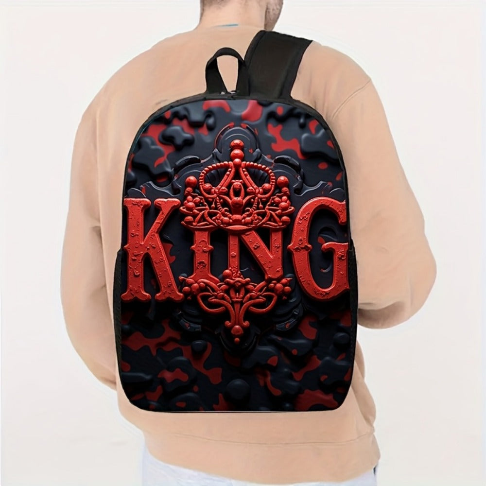 Travel Backpack – for Travel & School, King Print Red Black Color – detail view 3