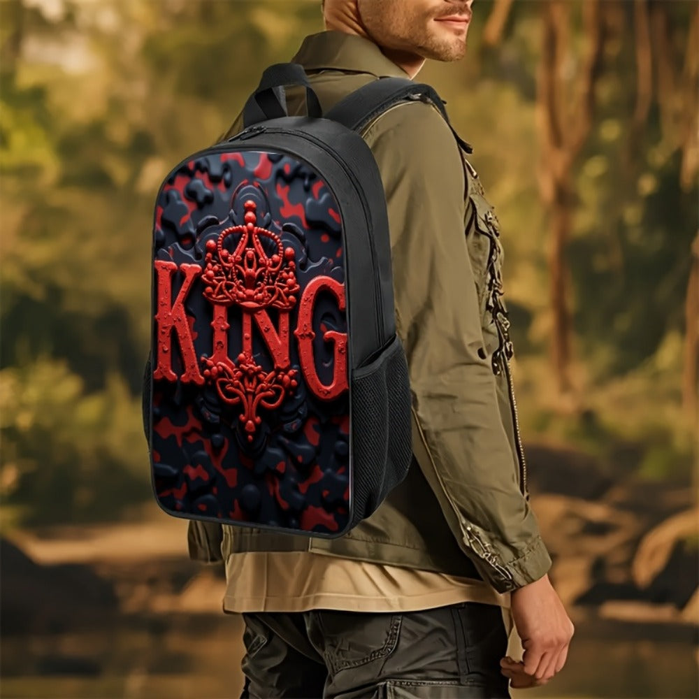 Travel Backpack – for Travel & School, King Print Red Black Color – detail view 6