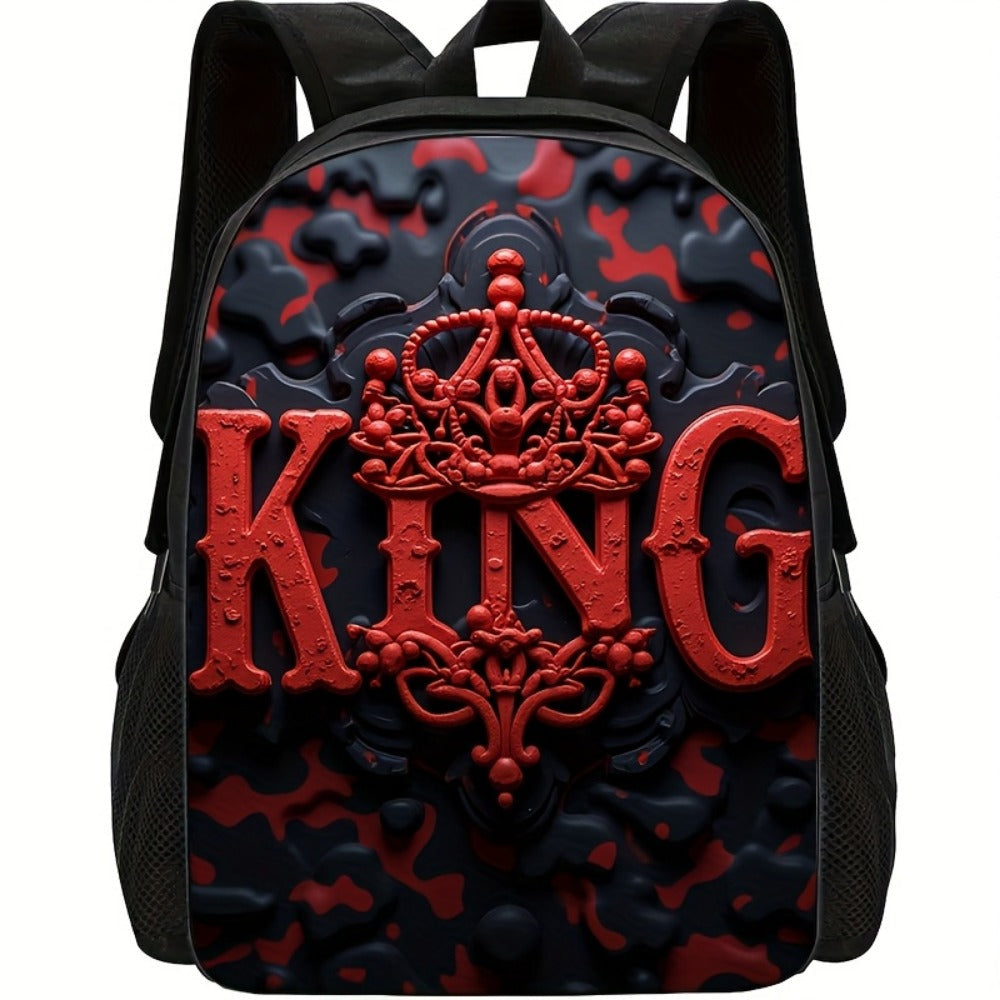 Travel Backpack – for Travel & School, King Print Red Black Color – detail view 7