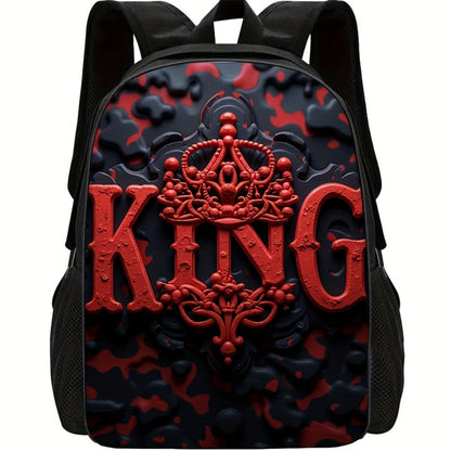 Travel Backpack – for Travel & School, King Print Red Black Color – detail view 7