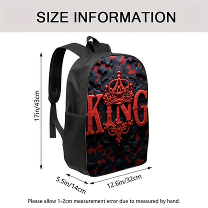 Travel Backpack – for Travel & School, King Print Red Black Color – detail view 11
