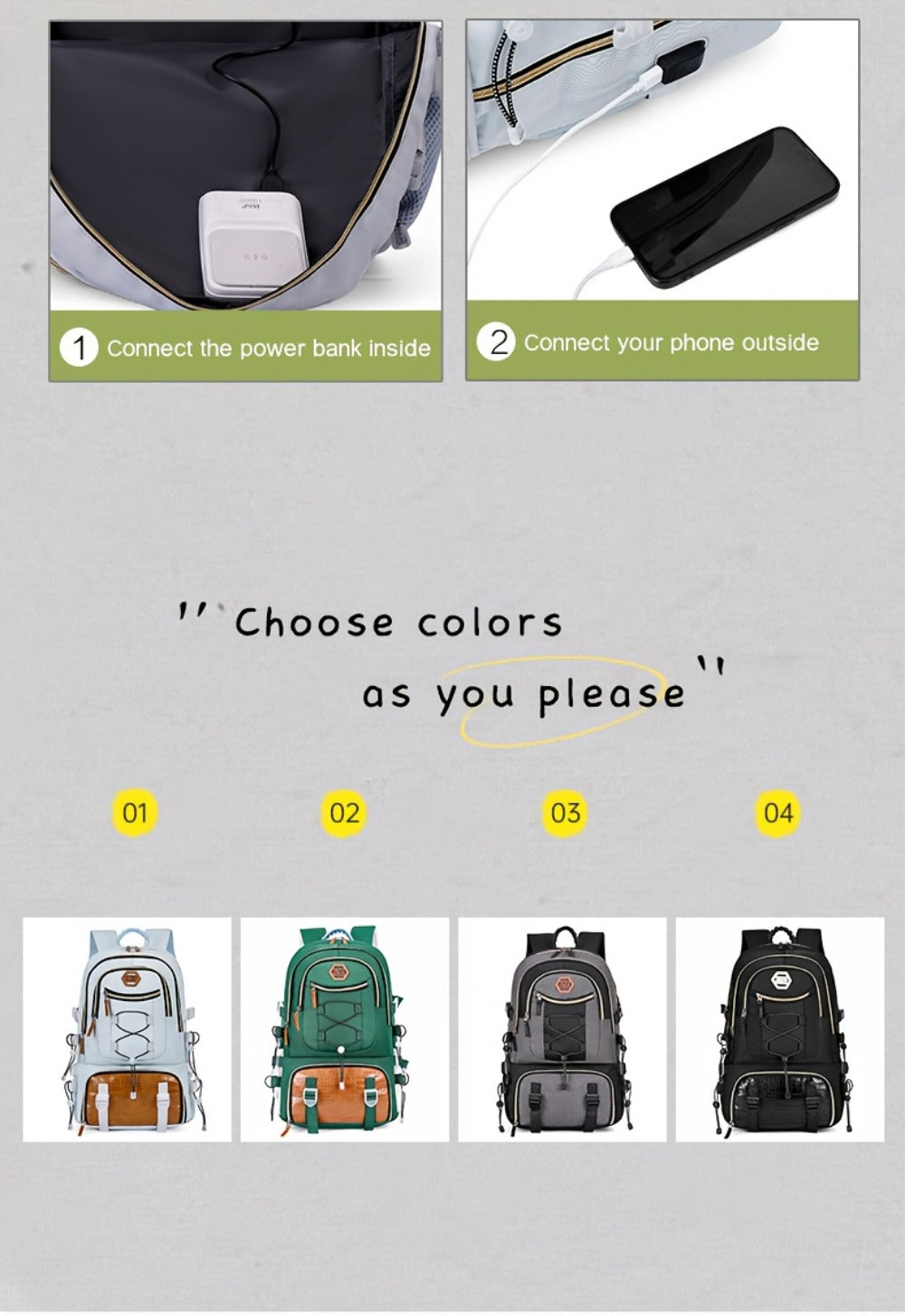 Travel Backpack – USB Charging, Large Capacity, for Travel & Work – detail view 28
