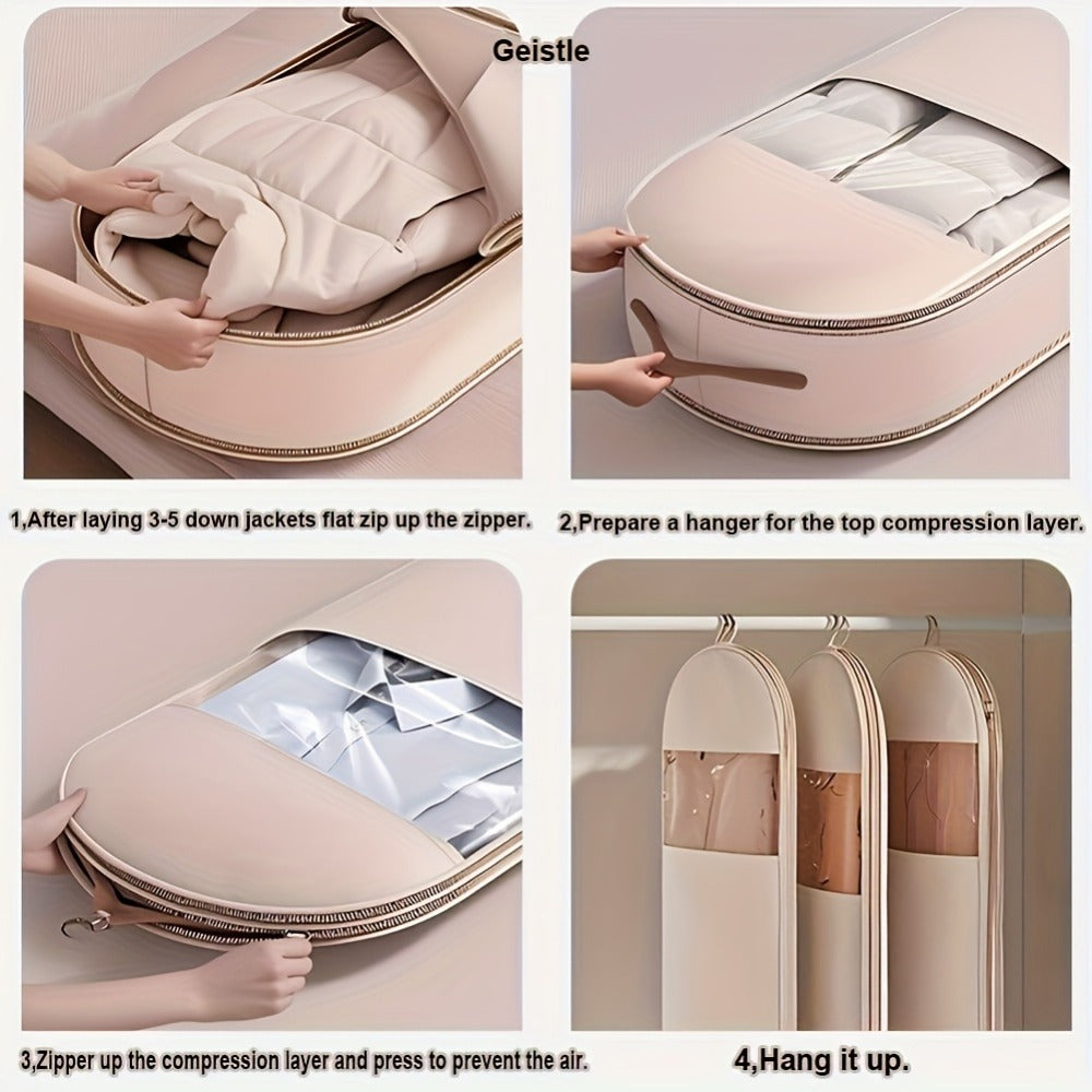 Travel Organizer Bag – Transparent, Compressible Hanging Garment Satin Transparent – detail view 7